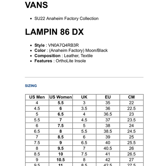 🆕 VANS Lampin 86 Dx Anaheim Factory Moon Black Sneakers #76 2022 - Picture 11 of 11